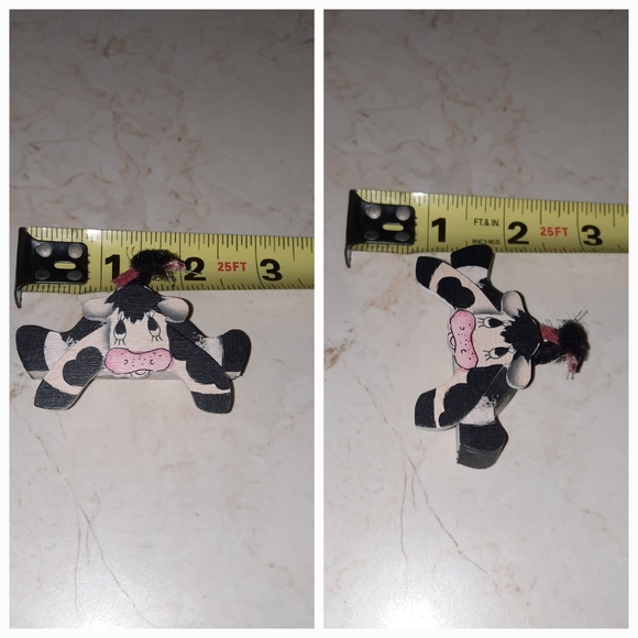 Miniature Wood Trinkets Farm Scene Figurines Cow Pig Shelf Sitters - Picture 10 of 10